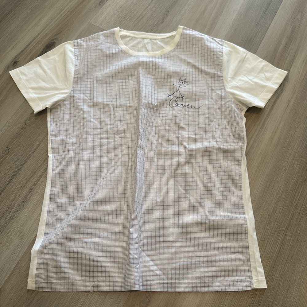 Carven Cream Checkered Men's Shirt